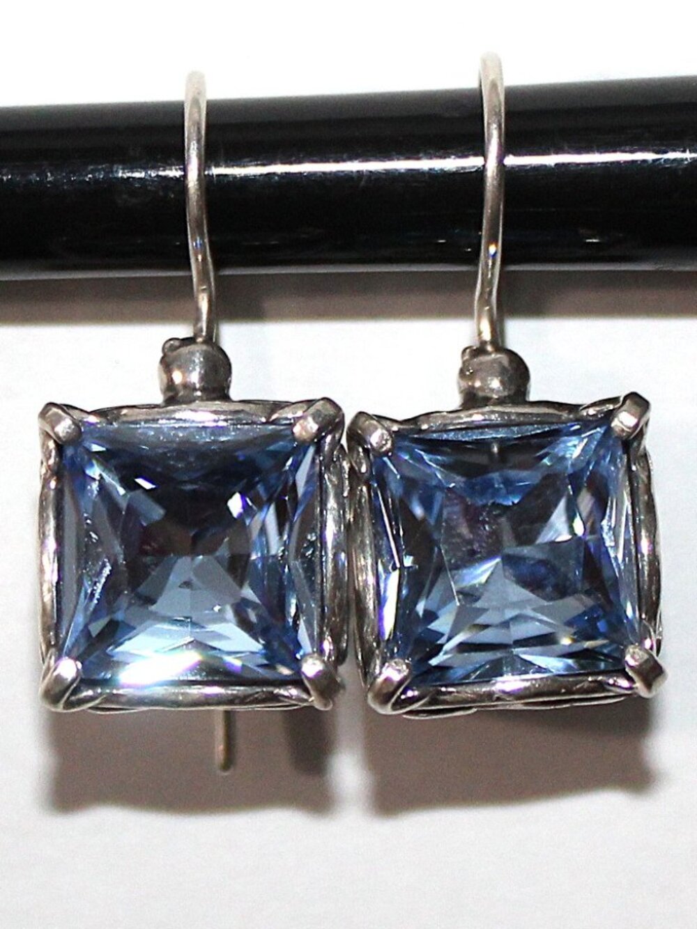 Sterling Silver Blue Glass Earrings Israel